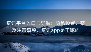 资讯平台入口与导航：隐私设置方案及注意事项，资讯app是干嘛的