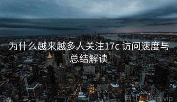 为什么越来越多人关注17c 访问速度与总结解读