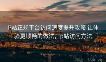 P站正规平台访问速度提升攻略 让体验更顺畅的做法，p站访问方法