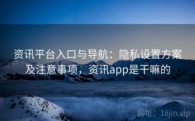 资讯平台入口与导航：隐私设置方案及注意事项，资讯app是干嘛的