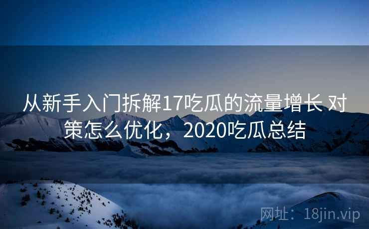 从新手入门拆解17吃瓜的流量增长 对策怎么优化，2020吃瓜总结